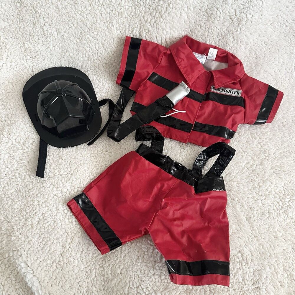 Build A Bear Workshop Red Fireman Firefighter Outfit with Hat Clothes